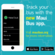 Image of a mobile phone on a blue background with the "Maui Bus App" open. Text reads, "Track your bus with the new Maui Bus app. Available for free where apps are sold. Visit mauibus.org for more information." Designed by Alexa Lasco.