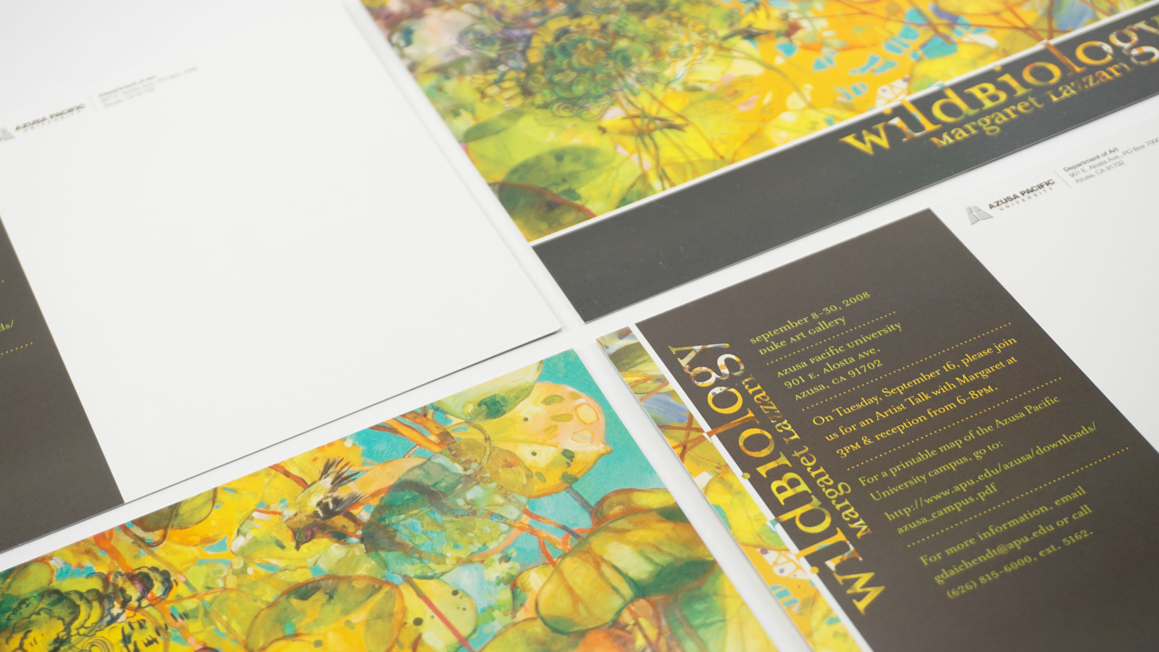 Image of "Wild Biology" show cards set up in an alternating grid. Designed by Alexa Lasco.