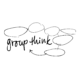 Hand drawn circles surround handwritten text that reads, "Group Think". Designed by Alexa Lasco.